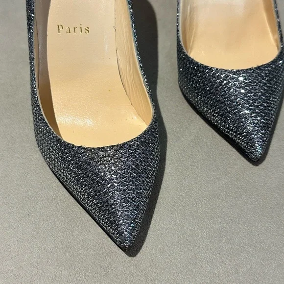 New Christian Louboutin Pigalle Follie Glittering Silver Heels
